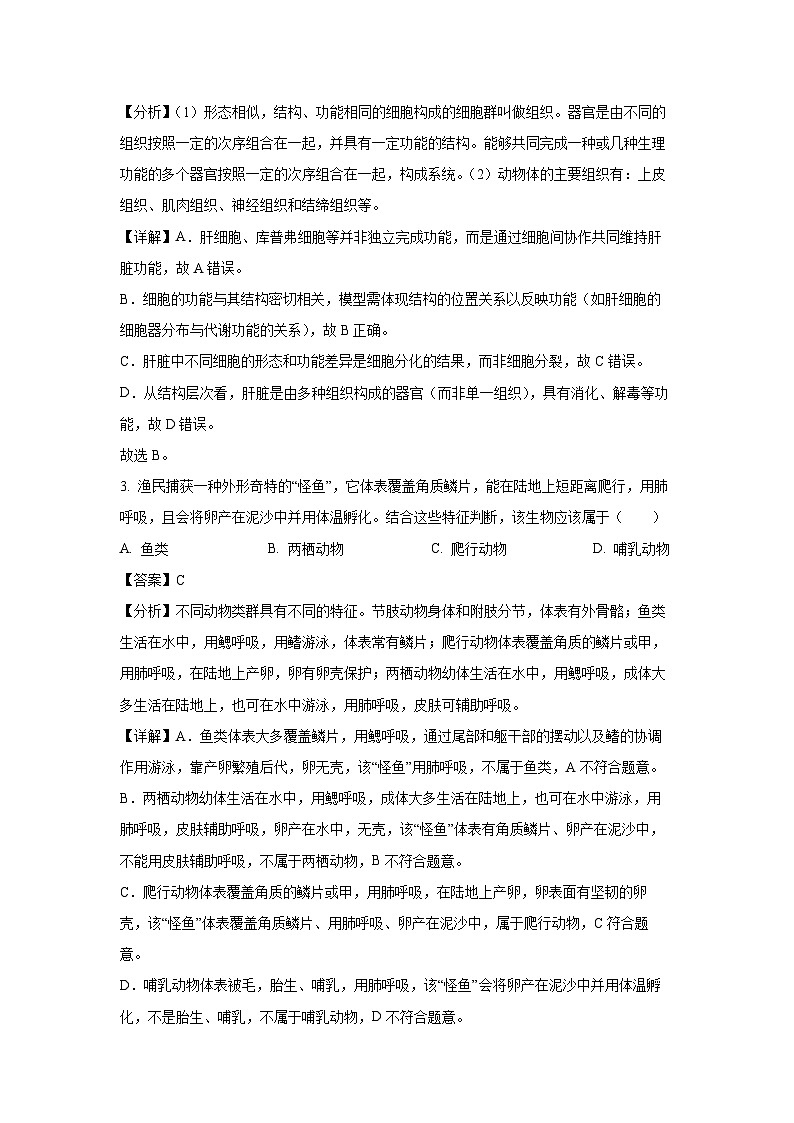 【生物】2025年山东省滨州市无棣县八年级二模试题（解析版）第2页