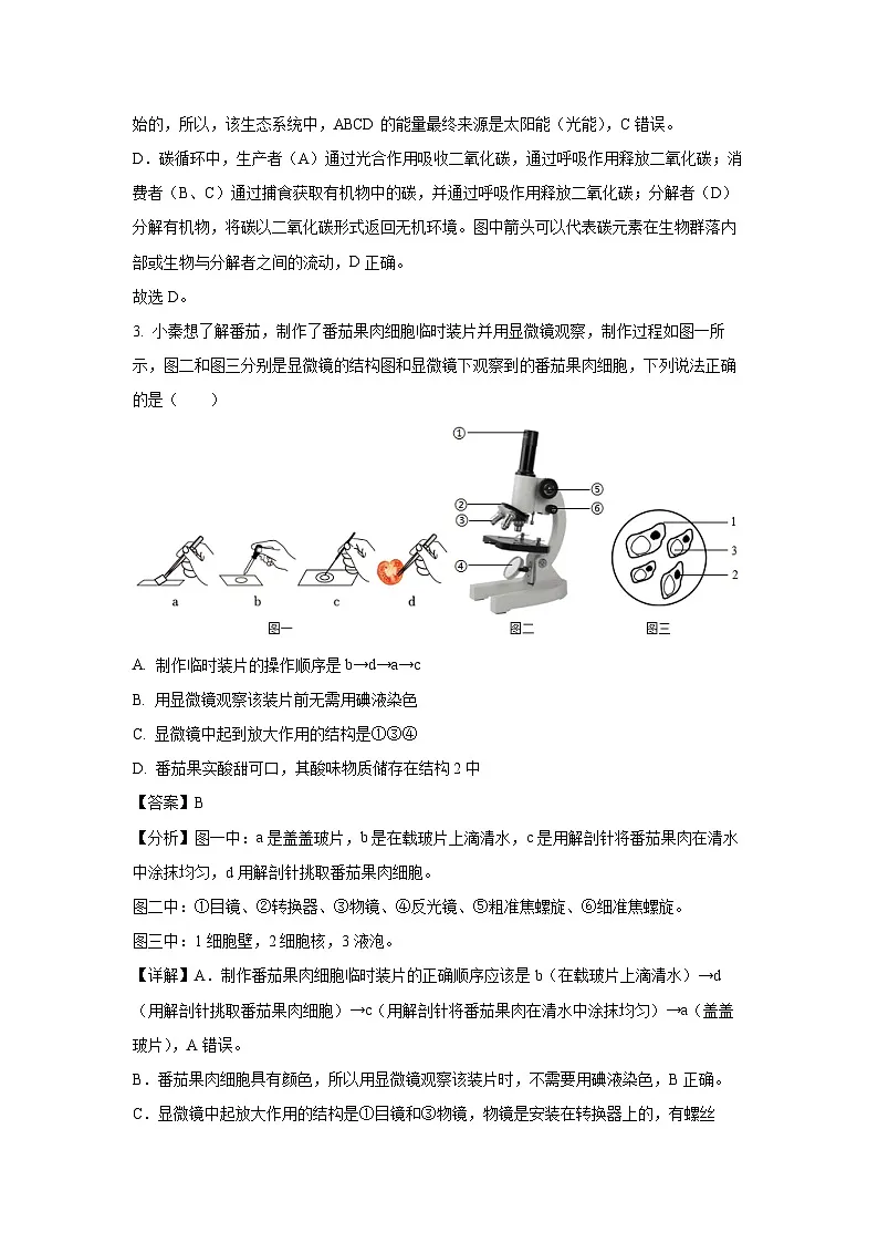 【生物】2025年山东省临沂市蒙阴县八年级二轮模拟试题（解析版）第3页