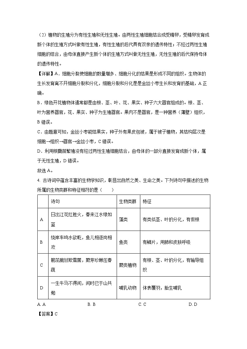 【生物】2025年山东省德州市庆云县八年级二模试题（解析版）第3页