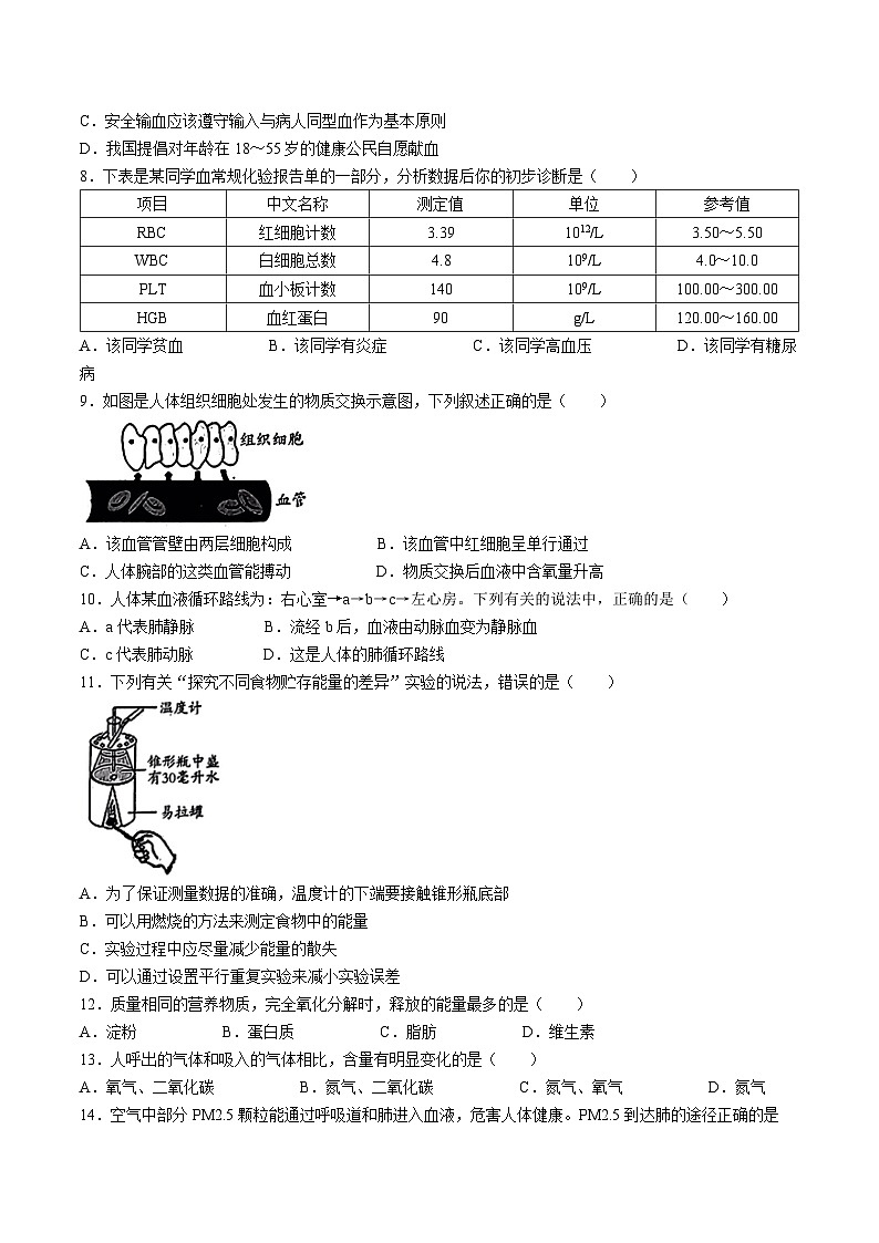 【7生（北师）期中】宿州市砀山县2023-2024学年七年级下学期期中考试生物试卷第2页