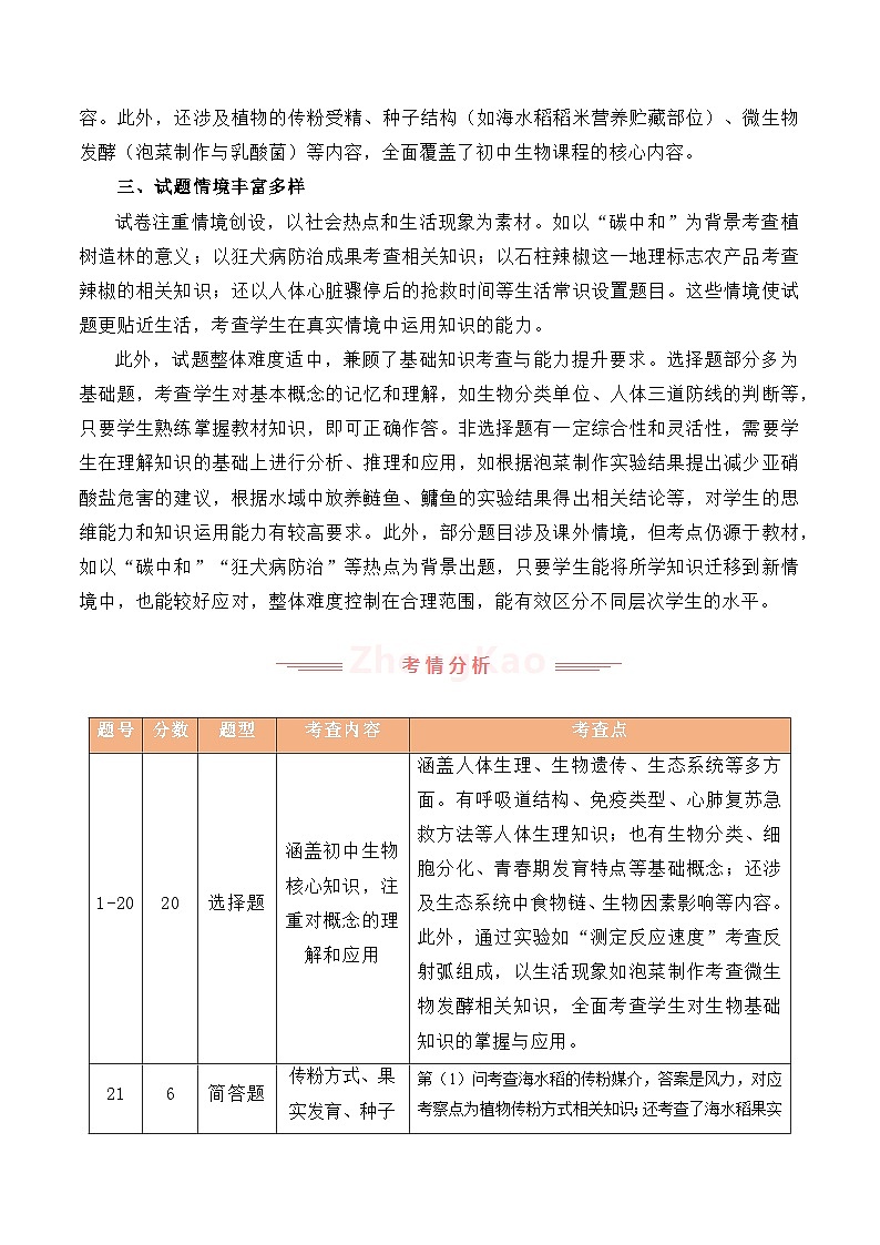 2025年中考生物真题完全解读（重庆卷）第2页