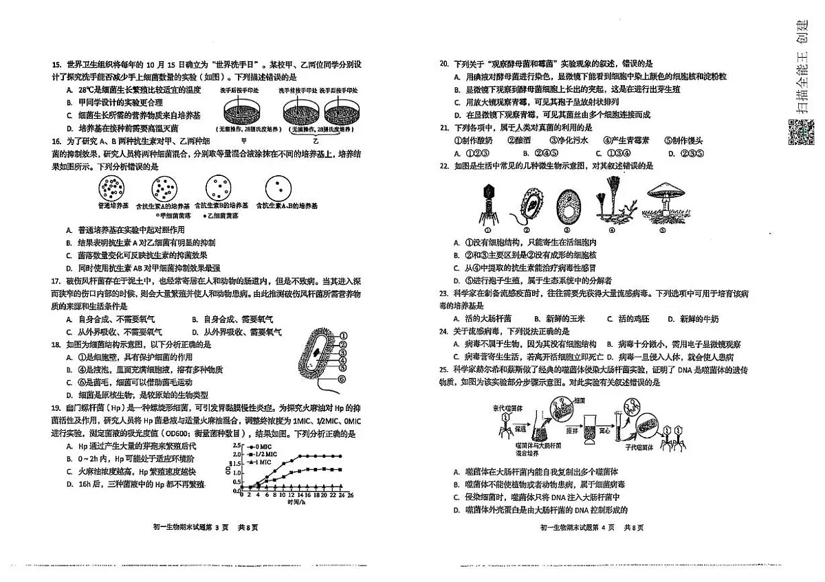 山东省青岛市莱西市（五四制）2024-2025学年六年级下学期期末考试生物试题（PDF版，含答案）第2页