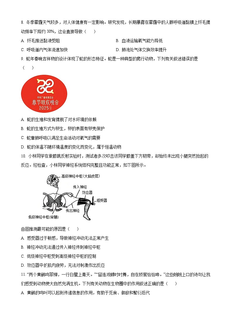 2025年四川省宜宾市中考生物真题（原卷版）第3页