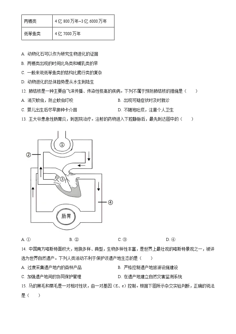 2025年广西省初中学业水平考试中考（会考）生物试卷(真题+答案)第3页