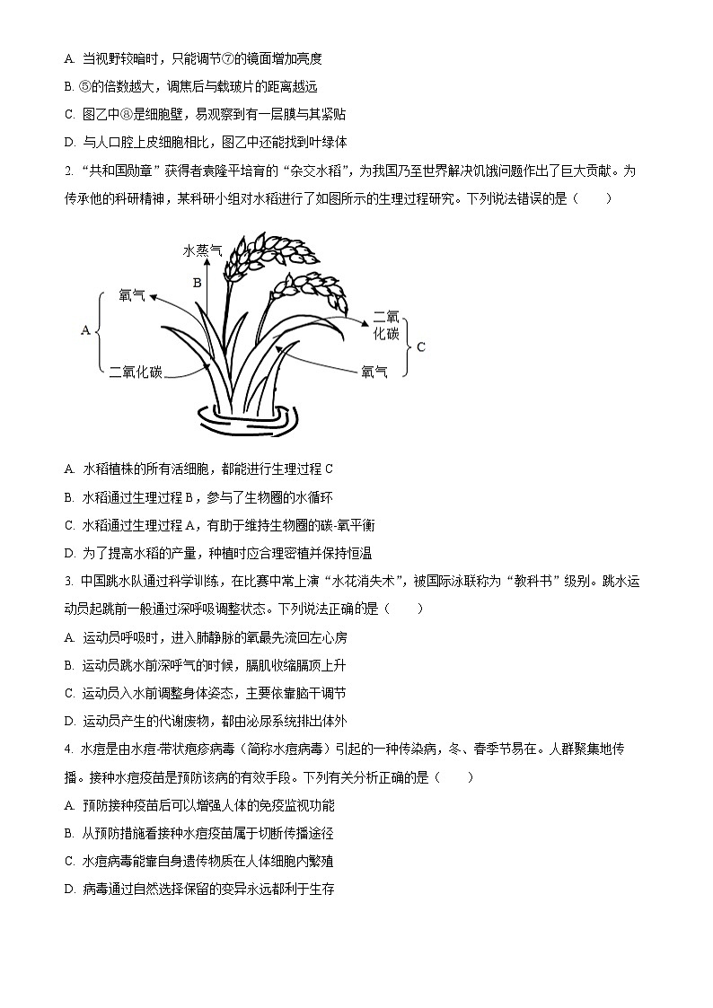 2025年四川省泸州市初中学业水平考试中考（会考）生物试卷(真题+答案)第2页