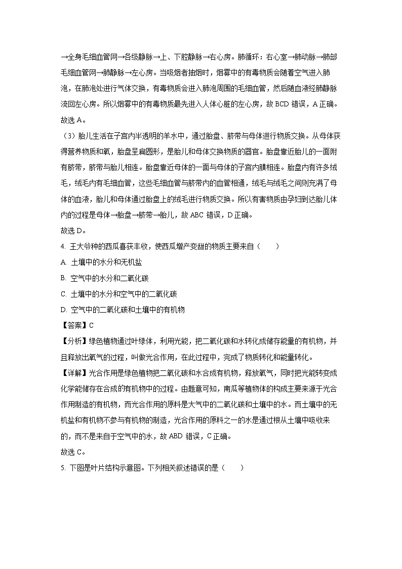 陕西省西安市莲湖区2024-2025学年七年级下学期期末生物试卷第3页