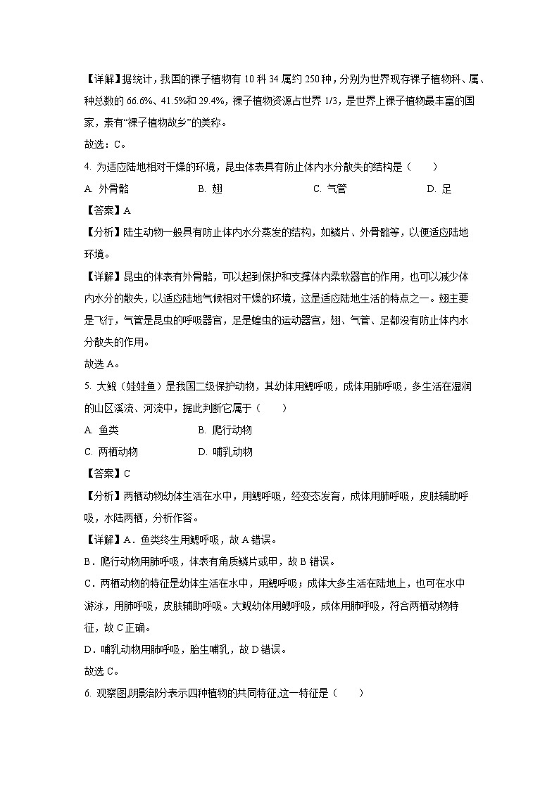 江苏省宿迁市宿城区2024-2025学年七年级下学期期末生物试卷（解析版）第2页