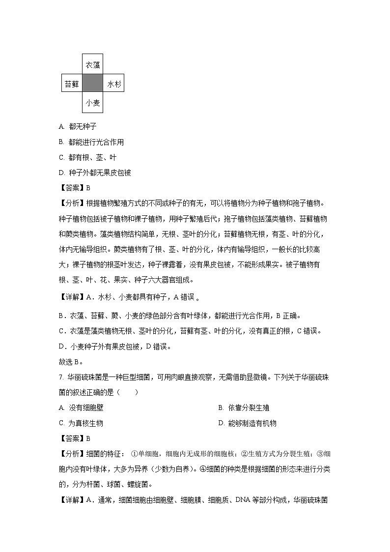 江苏省宿迁市宿城区2024-2025学年七年级下学期期末生物试卷（解析版）第3页