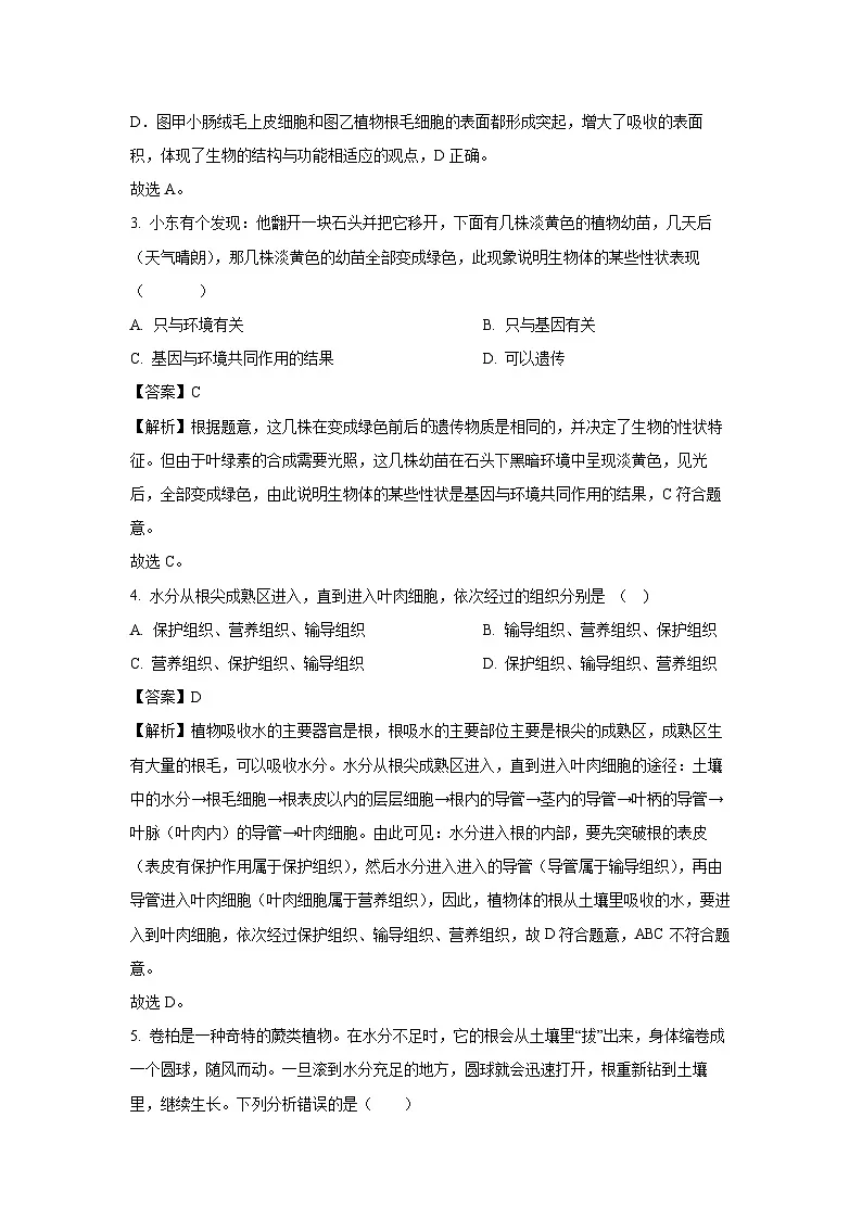 【生物】2025年山东省临沂市罗庄区八年级二模试题（解析版）第2页