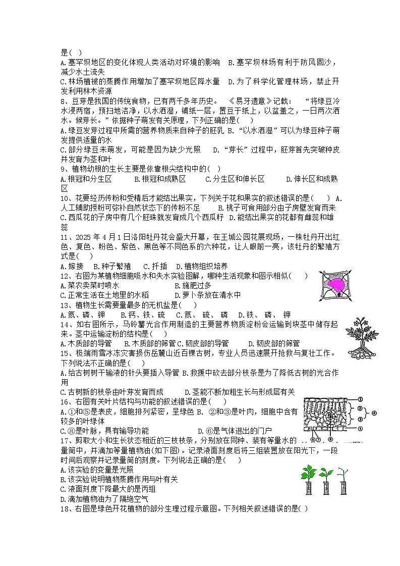 【7生（SJ）期末】合肥市包河区2024-2025学年七年级下学期6月期末生物试卷第2页