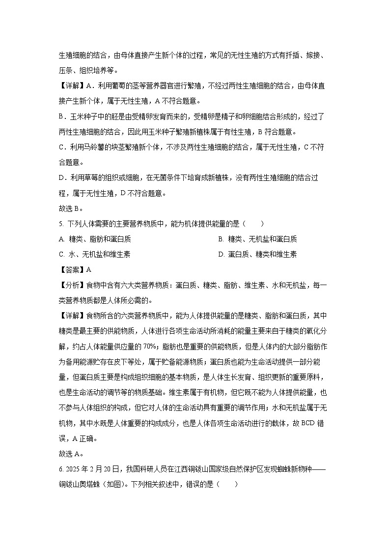 2025年辽宁省沈阳市沈北新区八年级中考二模[中考模拟]生物试卷（解析版）第3页