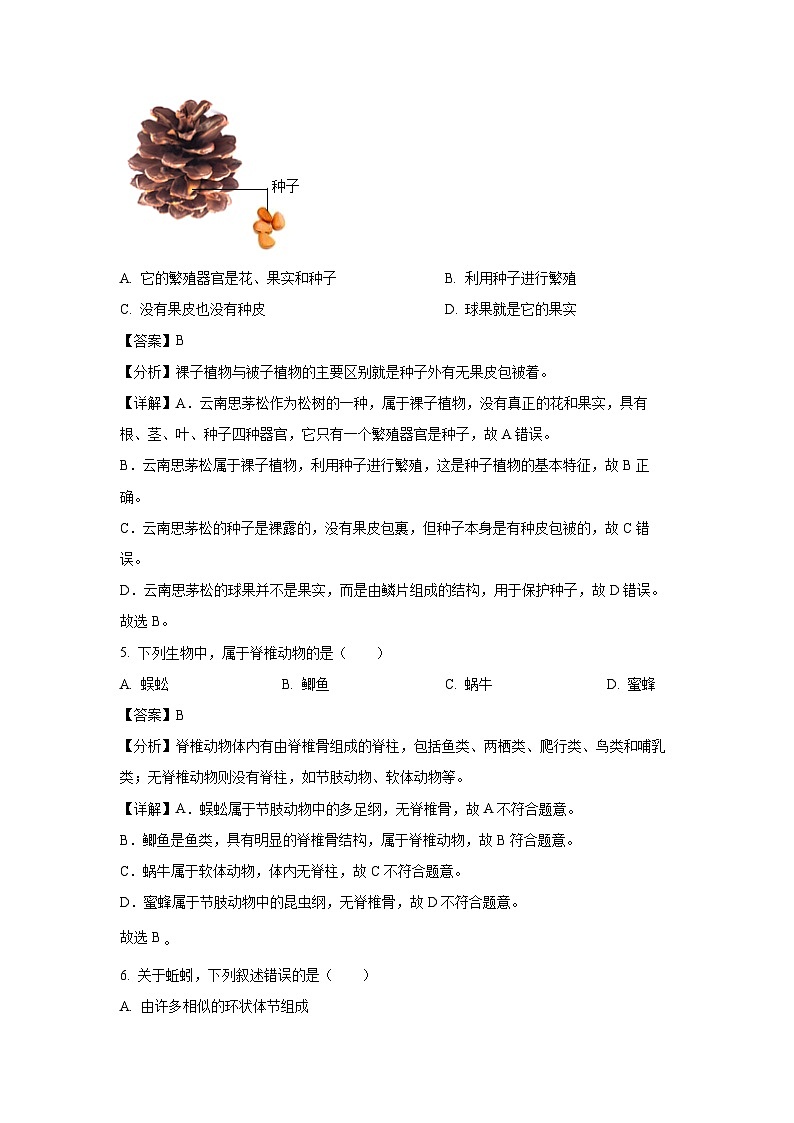 江苏省宜兴市2024-2025学年七年级下学期期末生物试卷（解析版）第3页