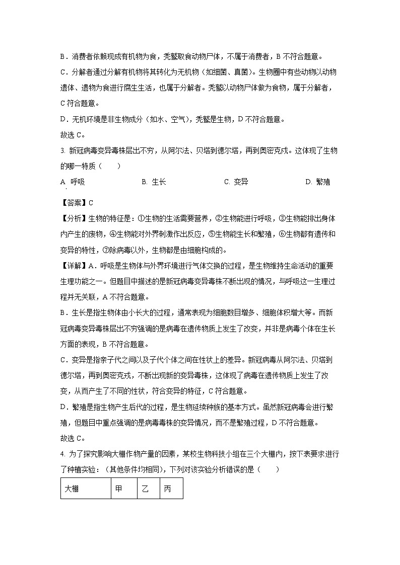 湖南省衡阳市耒阳市2024--2025学年七年级下学期期末生物试卷（解析版）第2页