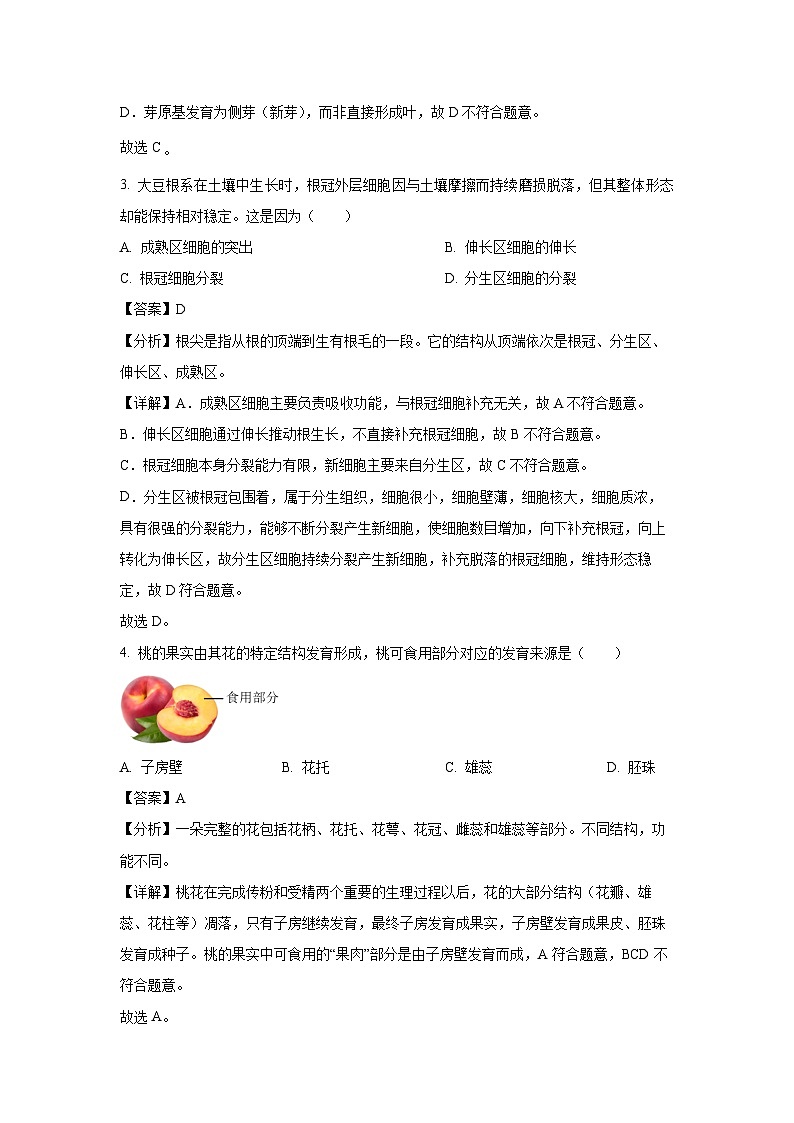 重庆市渝中区2024-2025学年七年级下学期期末生物试卷（解析版）第2页