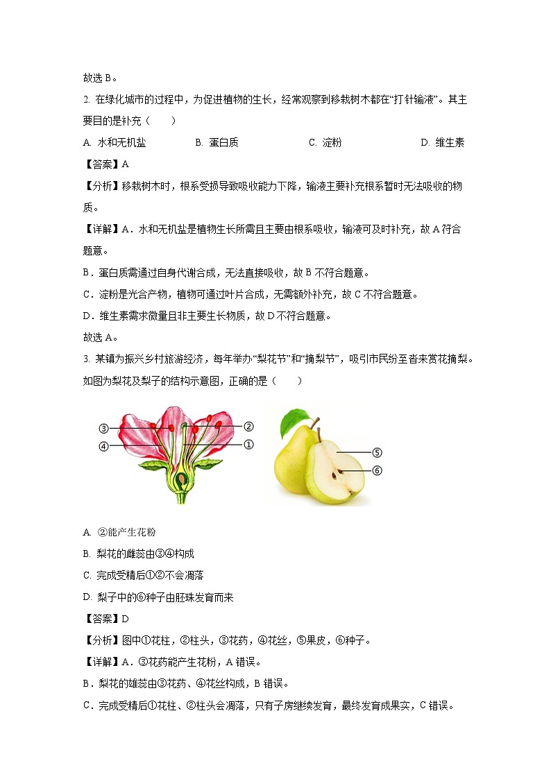 重庆市永川区2024-2025学年七年级下学期期末生物试卷（解析版）第2页