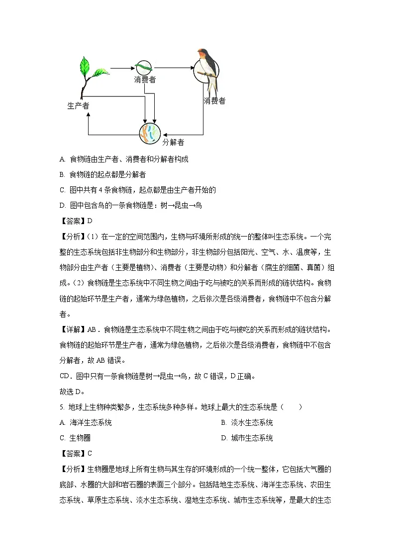 湖南省永州市2024-2025学年七年级下学期期末生物试卷（解析版）第3页