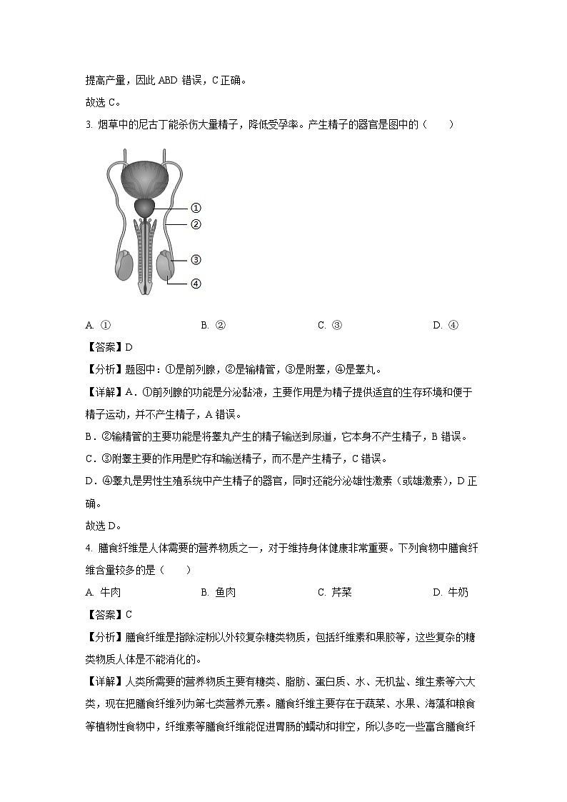 海南省省直辖县级行政单位2024-2025学年七年级下学期期末生物试卷（解析版）第2页