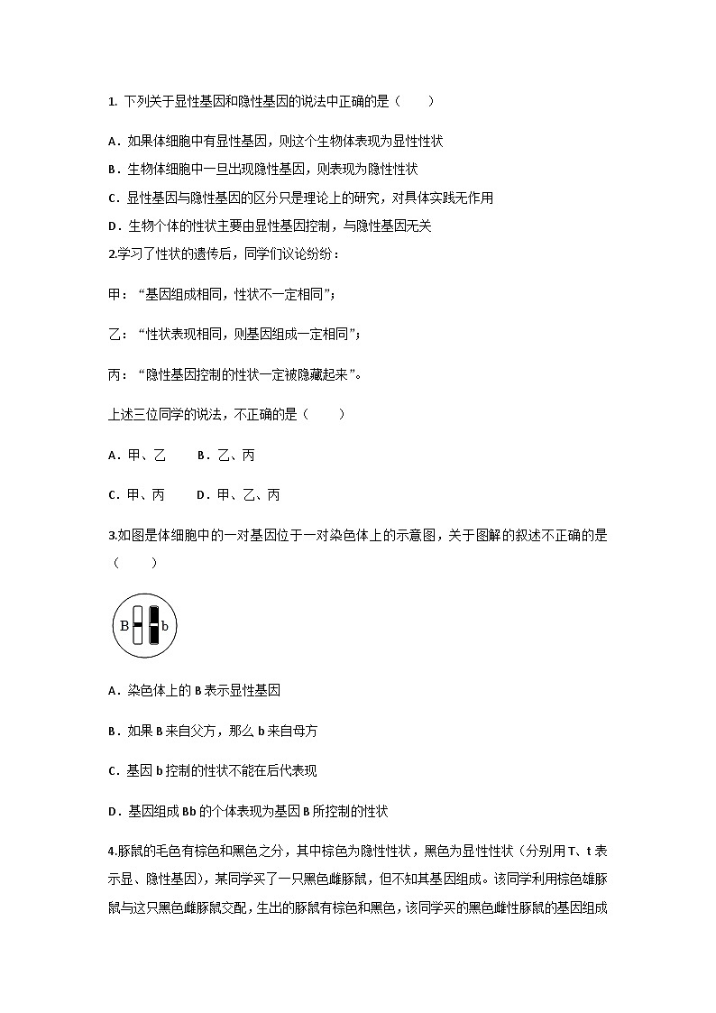 北师大版（2024）初中生物八上6.16.3  性状遗传有一定的规律性 学案（含答案）第2页