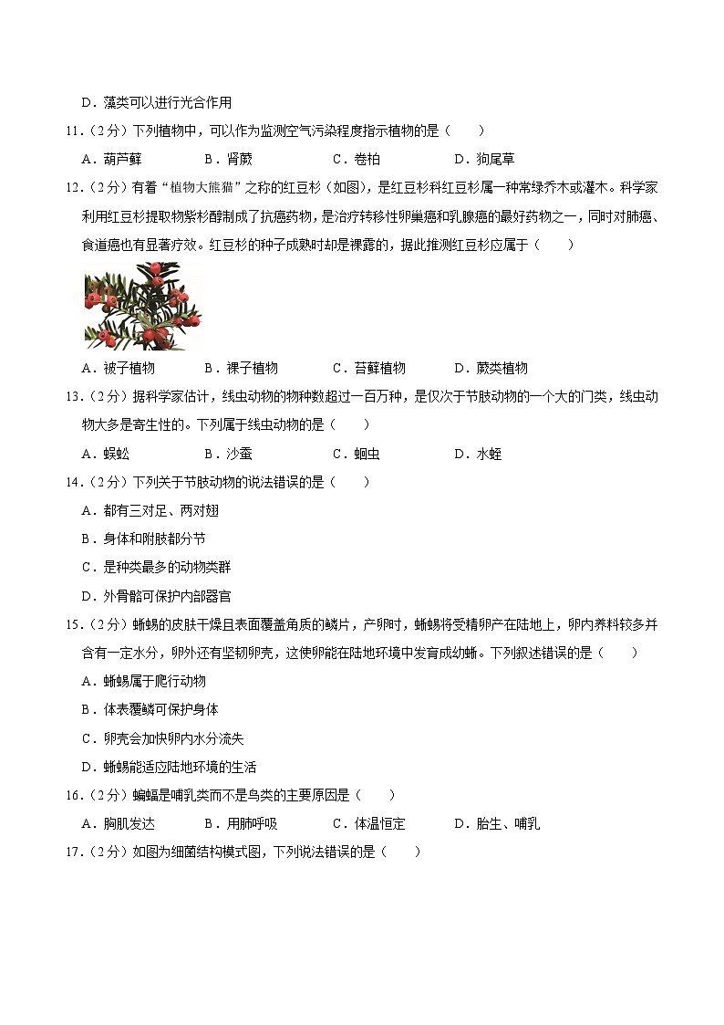 【7生（SJ）期末】合肥市蜀山区2024-2025学年七年级上学期期末生物试卷第3页