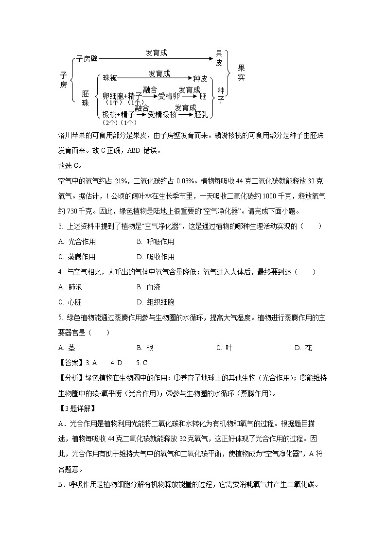 陕西省安康市2024-2025学年七年级下学期期末生物试卷（解析版）第2页