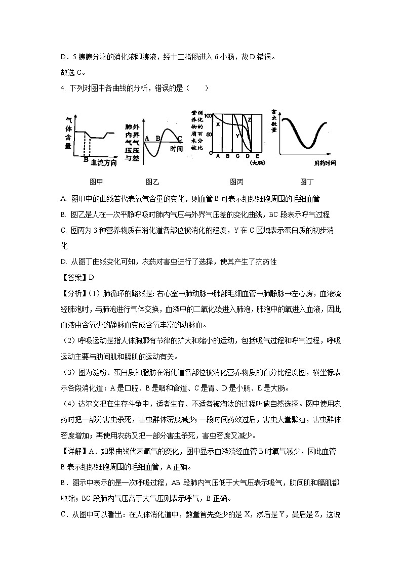 江西省新余市高新区2024-2025学年七年级下学期期末生物试卷（解析版）第3页
