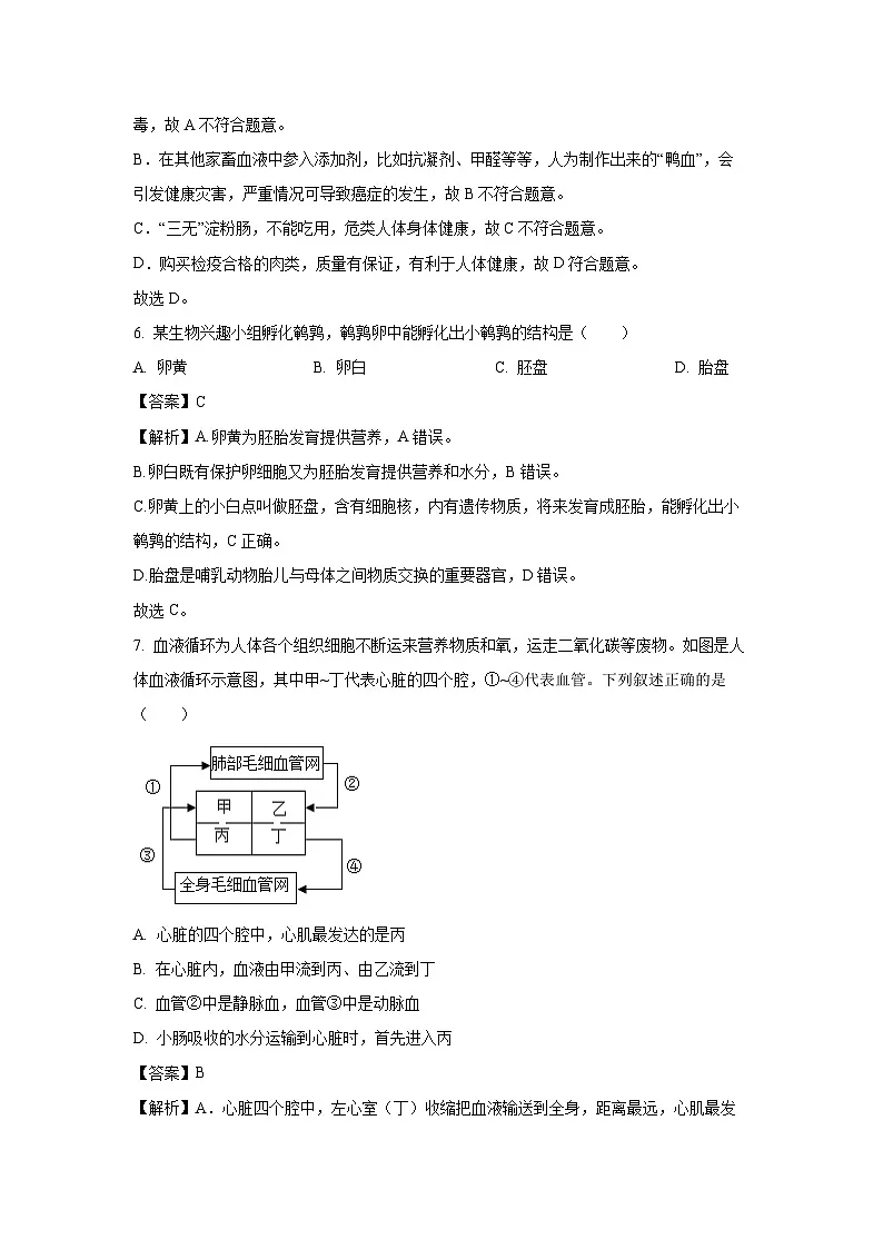 2025年河南省驻马店市八年级三模生物试卷（解析版）第3页