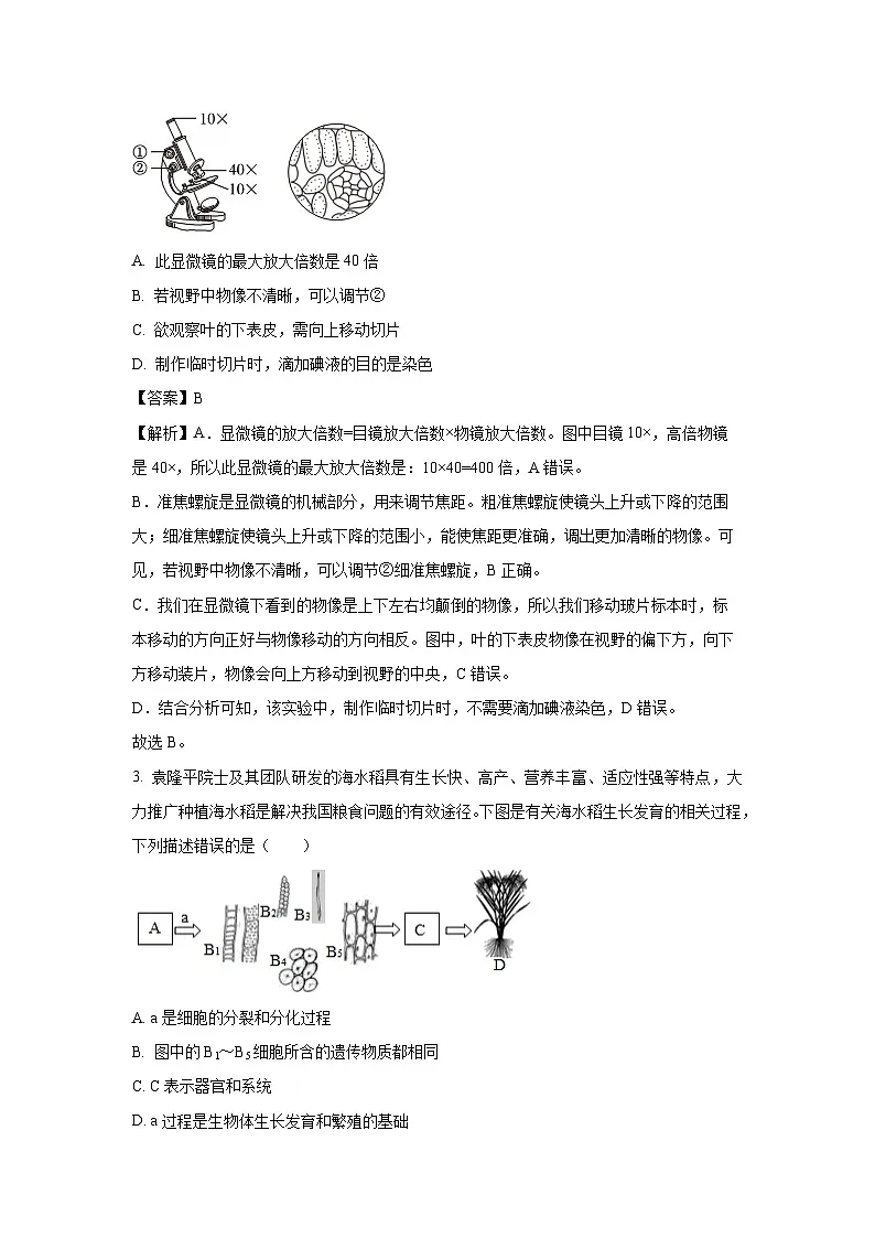 【生物】2025年山东省滨州市阳信县八年级中考二模试题（解析版）第2页