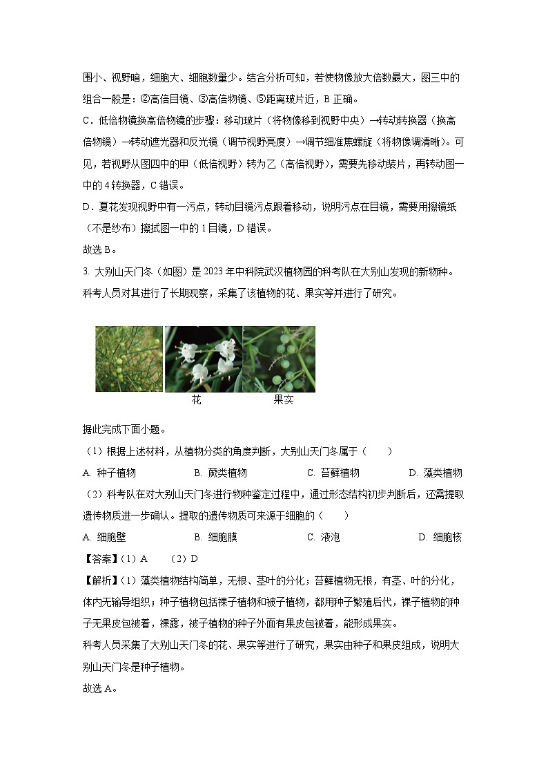 【生物】2025年湖北省黄石市黄石港区部分学校中考二模试题（解析版）第2页