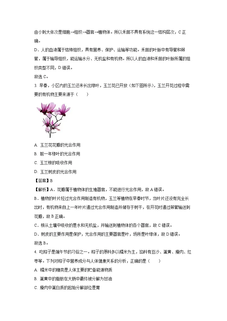 【生物】2025年辽宁省鞍山市铁东区八年级中考三模试题（解析版）第2页