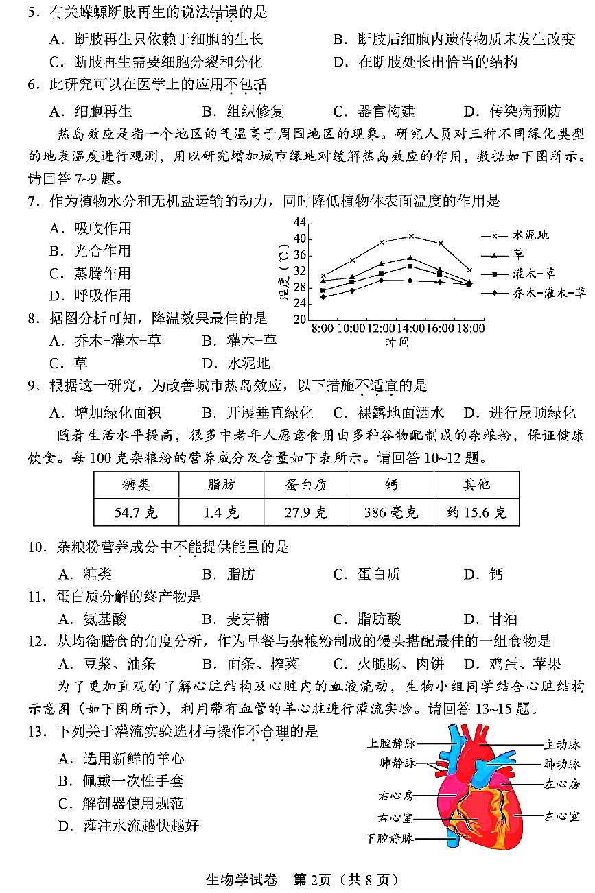 2024北京丰台初二（下）期中生物试卷第2页