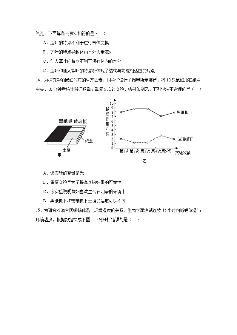 人教版初中生物八年级上册5.1.1《 生物与环境的相互作用》课时练习第3页