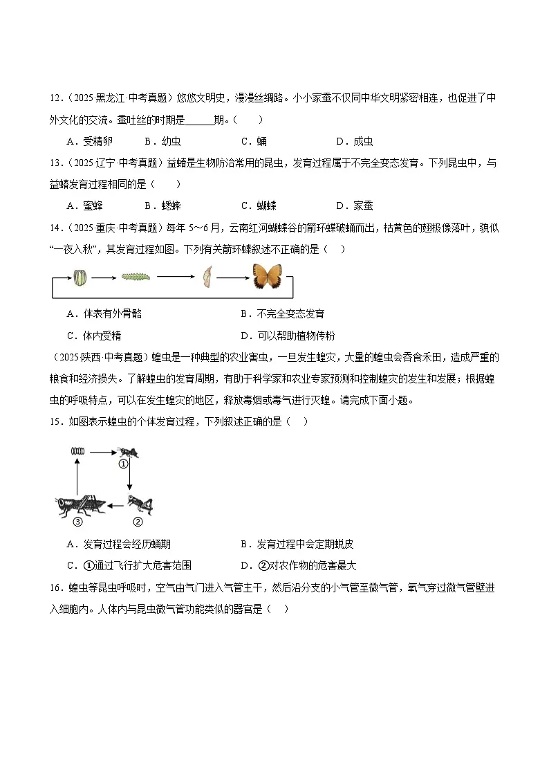 2025年中考生物真题分类汇编：专题13 生物的生殖和发育（全国通用）（第01期）（原卷版）第3页