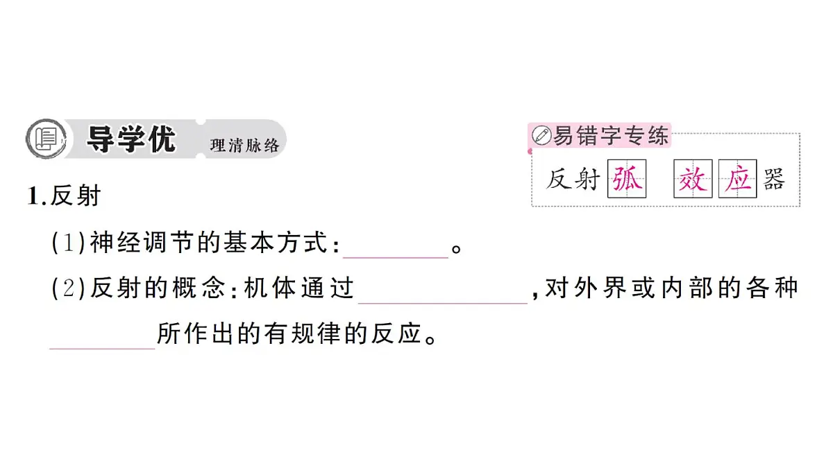 初中生物新人教版八年级上册第四单元第六章第二节第二课时 神经调节的基本方式作业课件（含答案）（2025秋）第2页