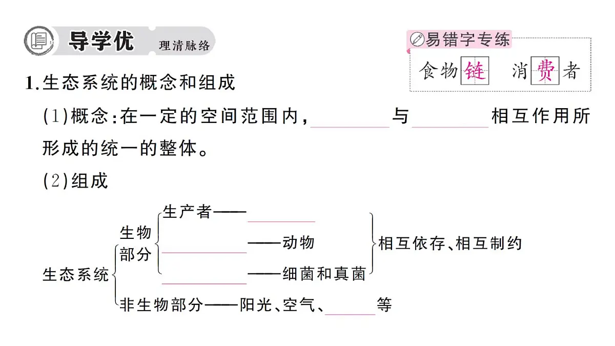 初中生物新人教版八年级上册第五单元第一章第二节 生态系统的结构和功能作业课件（含答案）（2025秋）第2页