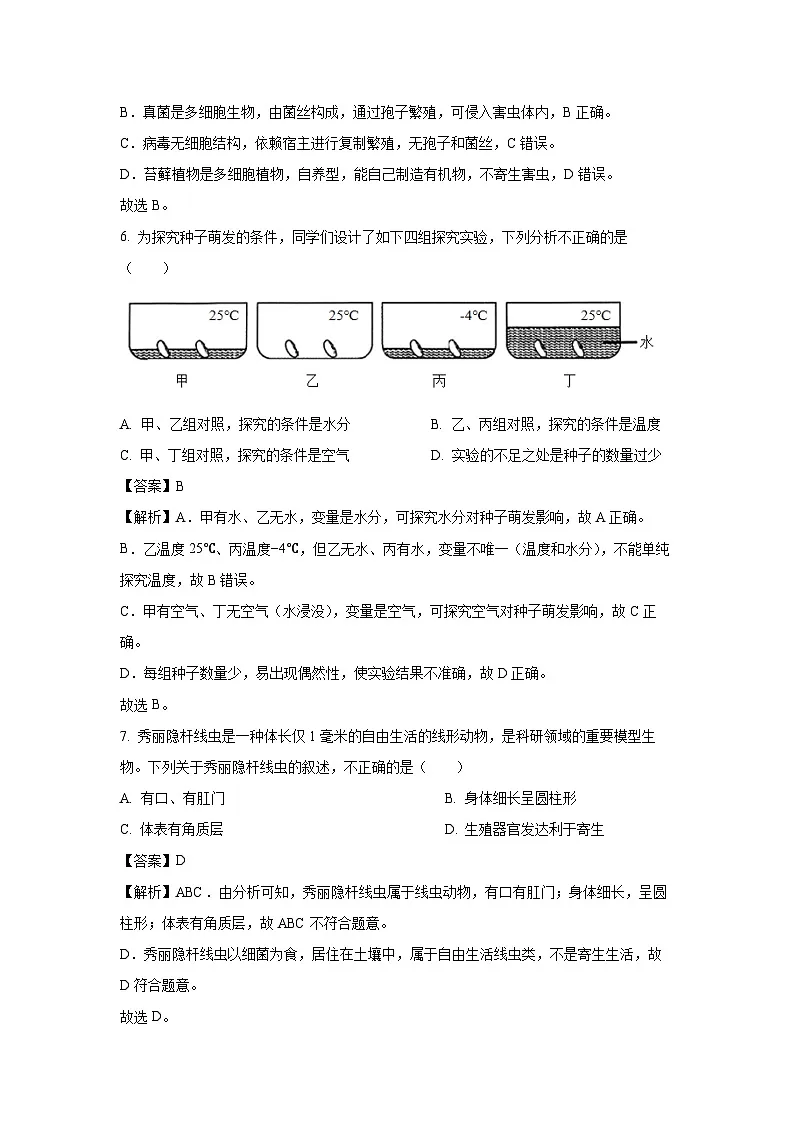 2025年山东省淄博市高新区中考二模生物试卷（解析版）第3页
