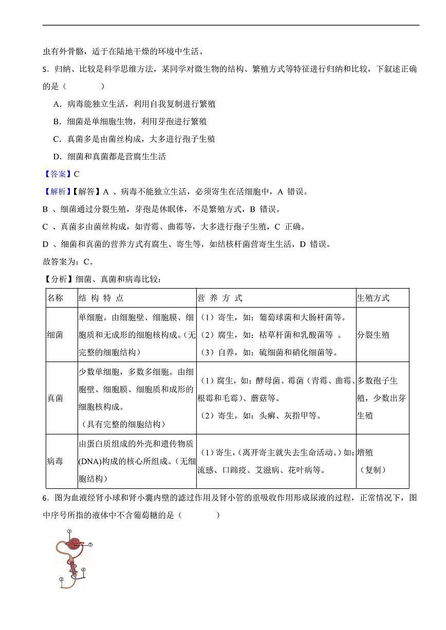 2025年山东省枣庄市中考生物真题试题及同步解析第3页
