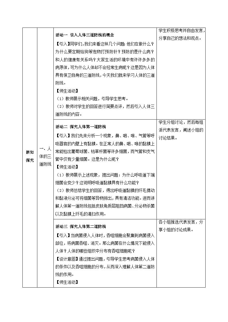 人教版生物八年级上册 4.7.2 免疫与免疫规划 同步教案第3页