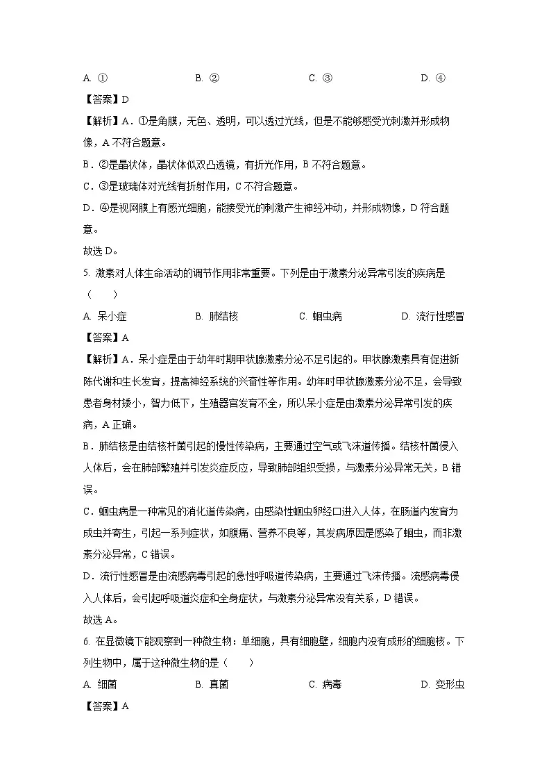 2025年辽宁省本溪市中考二模生物试题（解析版）第3页