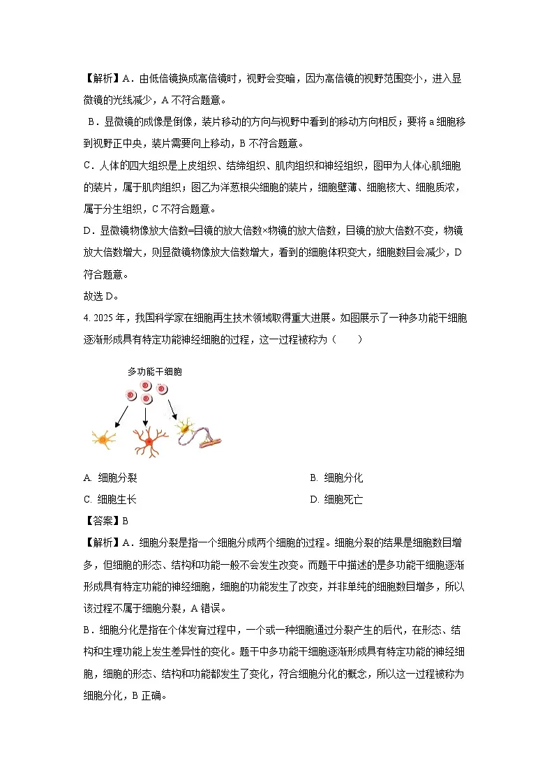 2025年山西省吕梁市兴县部分学校八年级中考二模生物试题（解析版）第3页