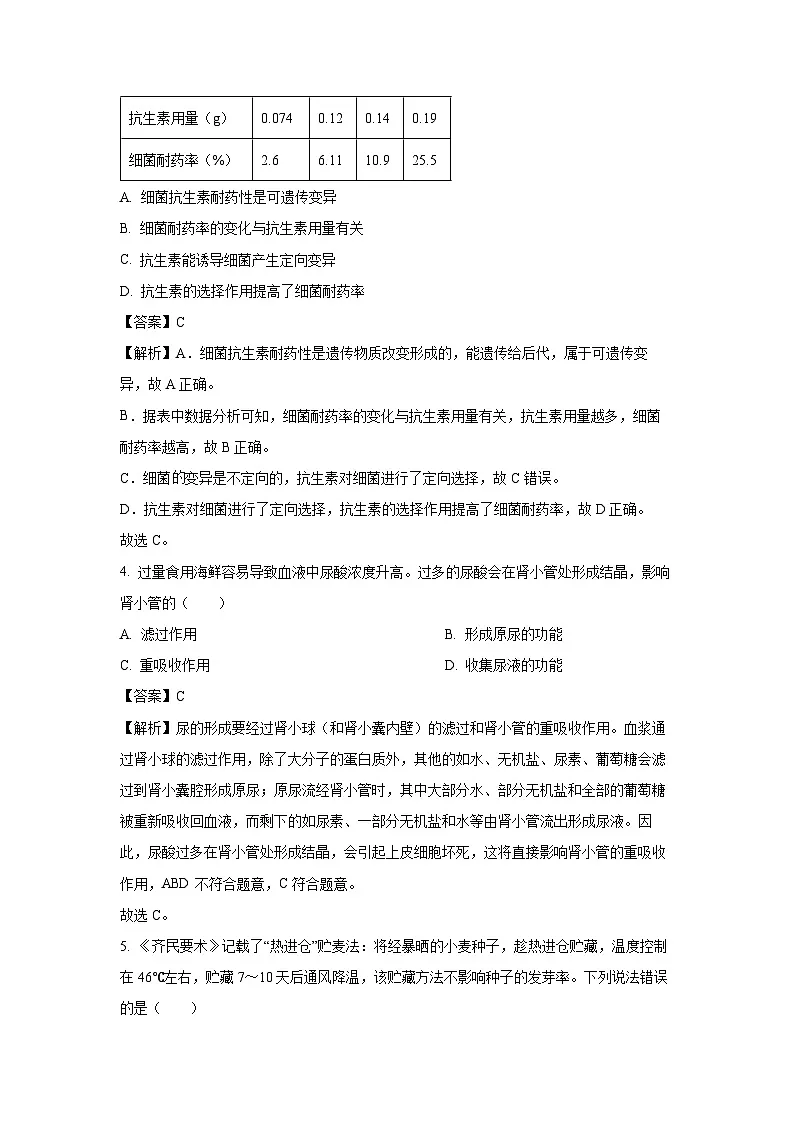 2025年四川省泸州市江阳区中考二模生物试题（解析版）第3页