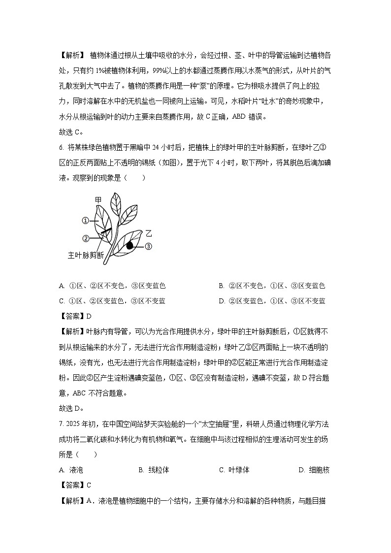 江西省赣州市寻乌县2024-2025学年七年级下学期期末生物试题（解析版）第3页