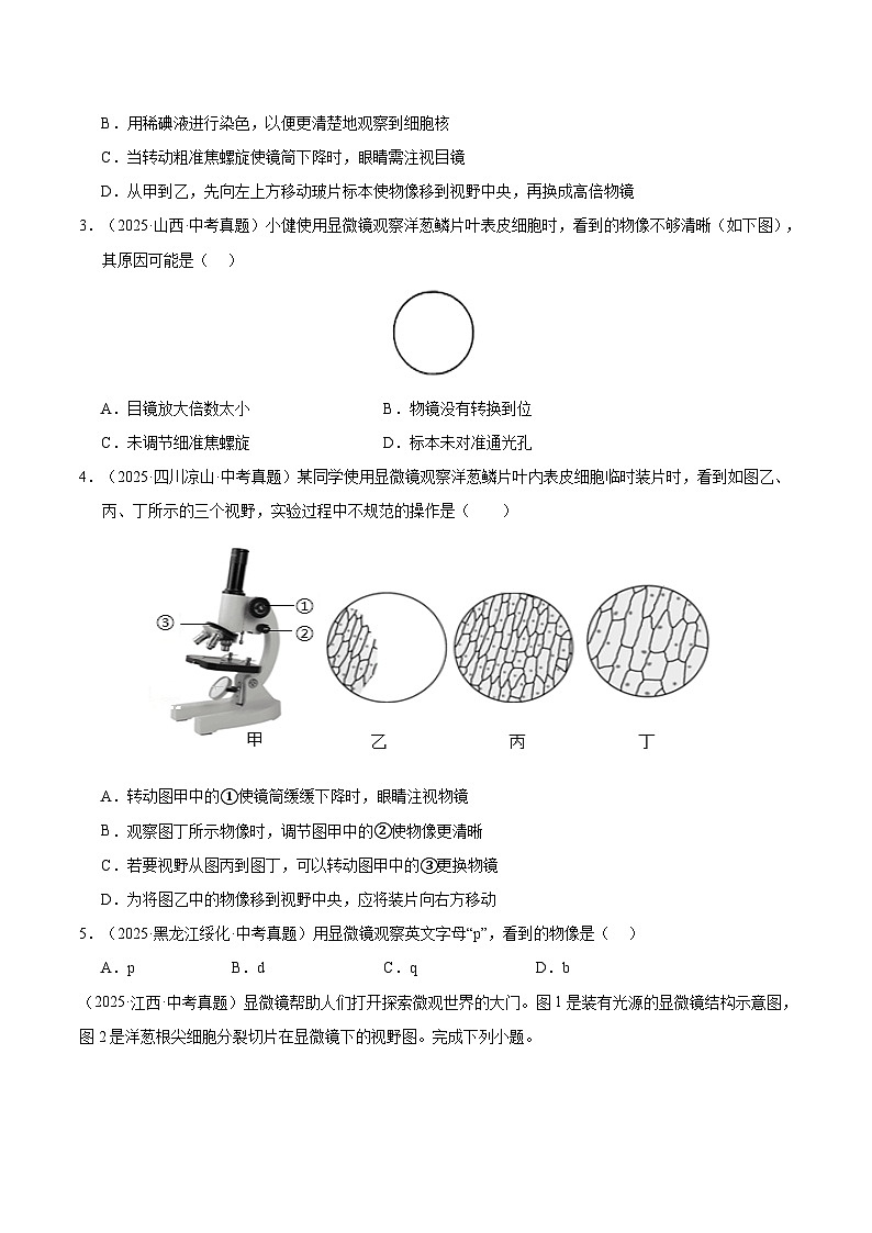 专题02 生物体的结构层次（全国通用）（原卷版）【好题汇编】三年（2023-2025）中考生物真题分类汇编（全国通用）第2页