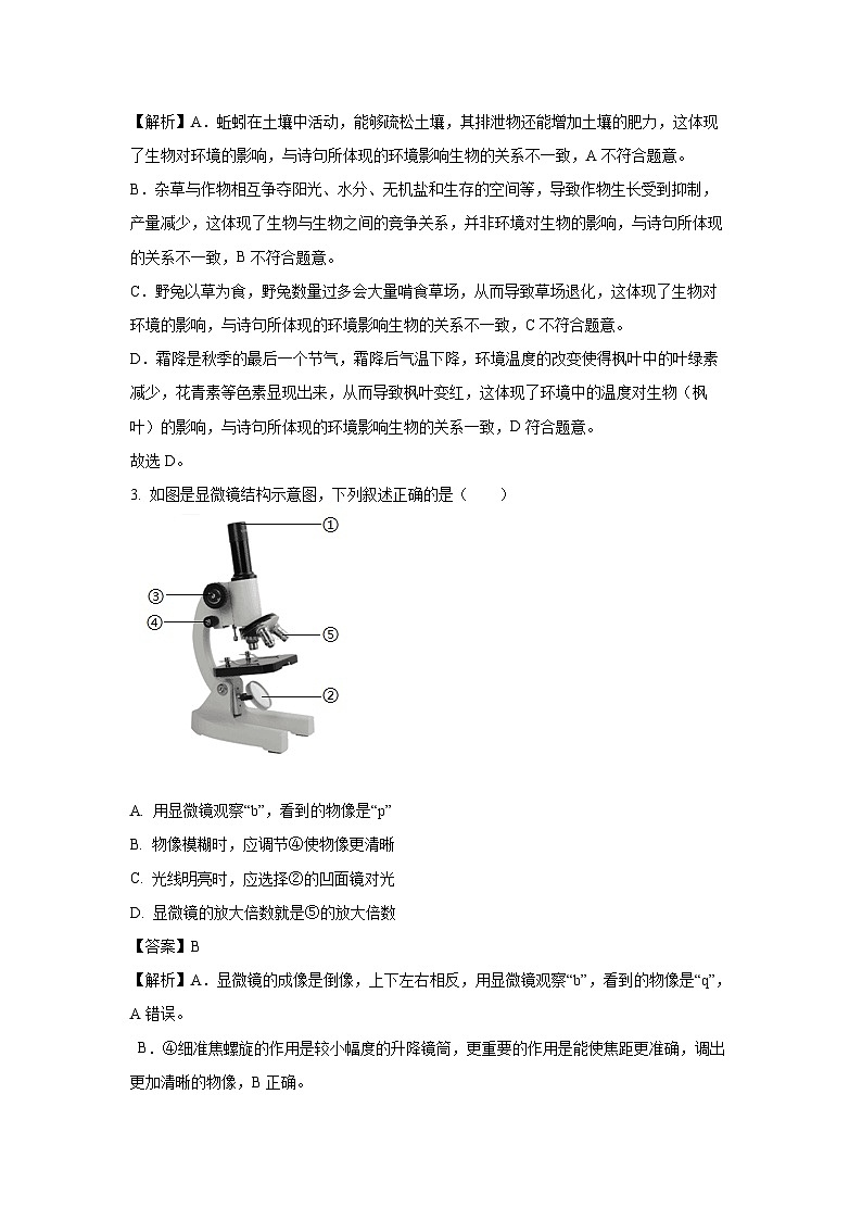 2025年广东省汕头市澄海区中考一模试题生物试卷（解析版）第2页