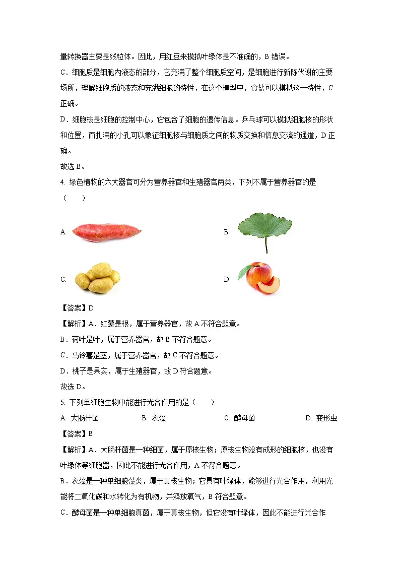 2025年河北省石家庄市正定县八年级中考三模试题生物试卷（解析版）第3页