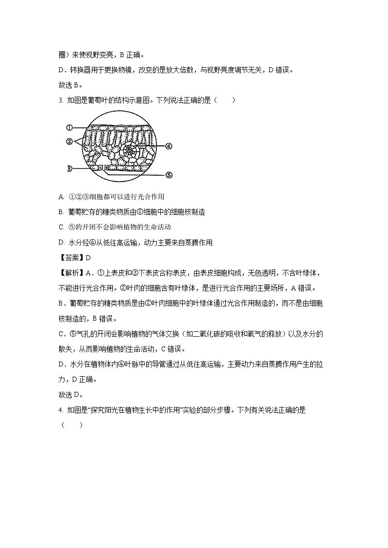 2025年湖南省汨罗市中考二模试题生物试卷（解析版）第2页