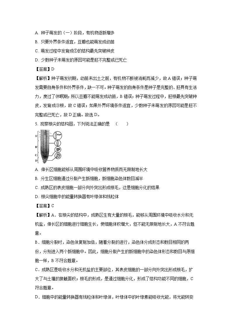 山东省日照市岚山区2024-2025学年七年级下学期期末生物试题（解析版）第3页