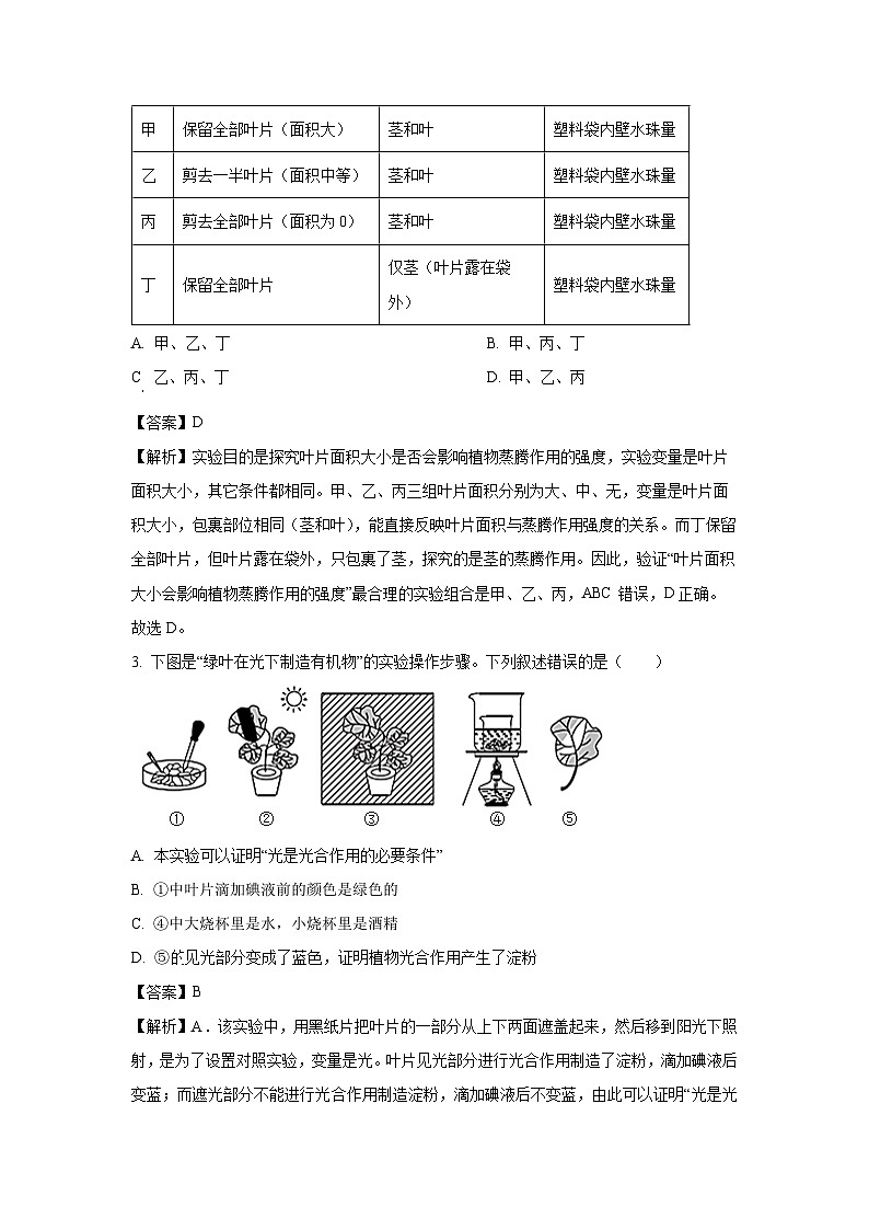 四川省广安市广安区2024--2025学年七年级下学期期末生物试题（解析版）第2页
