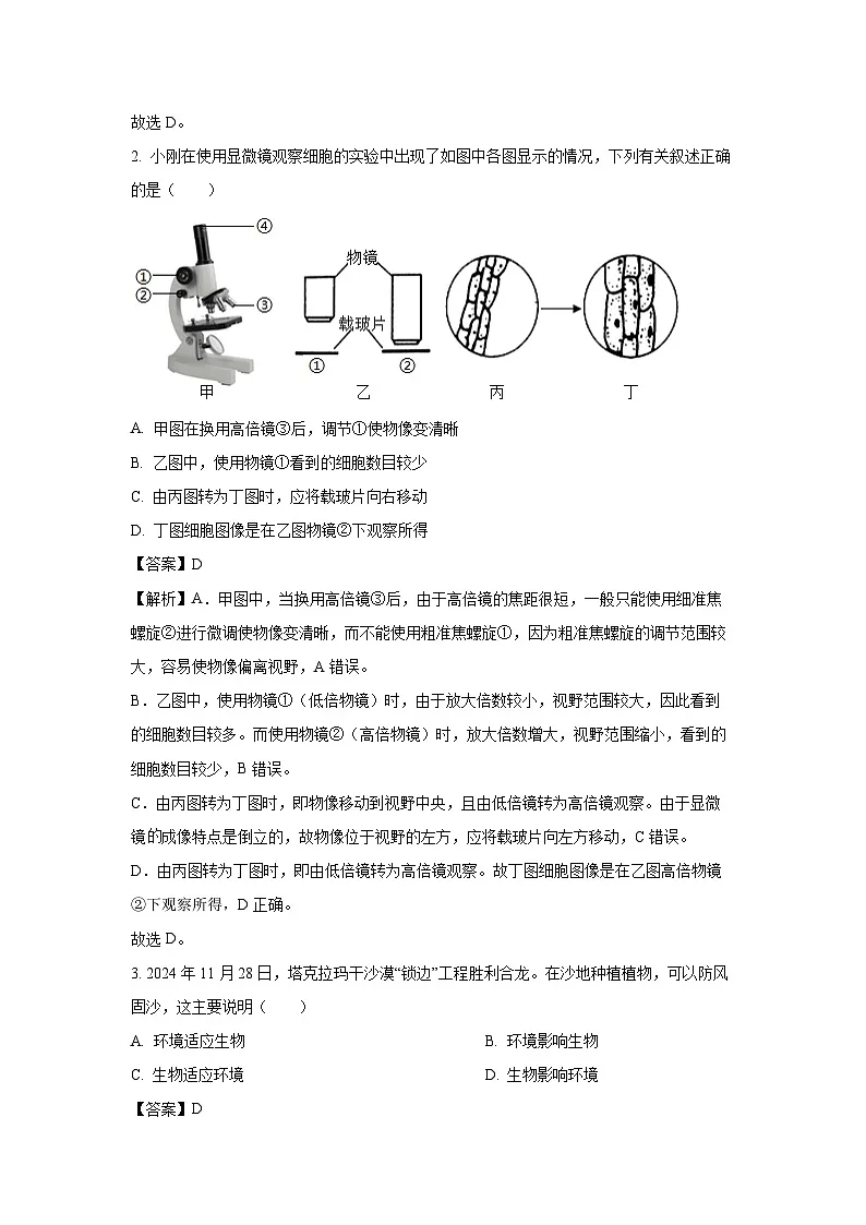 2025年四川省绵阳市涪城区中考三模生物试题（解析版）第2页