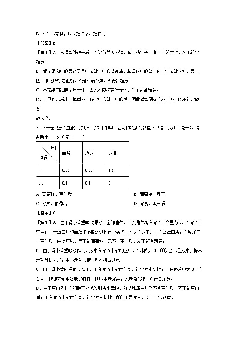 2025年江苏省盐城市两校联考八年级三模生物试题（解析版）第3页