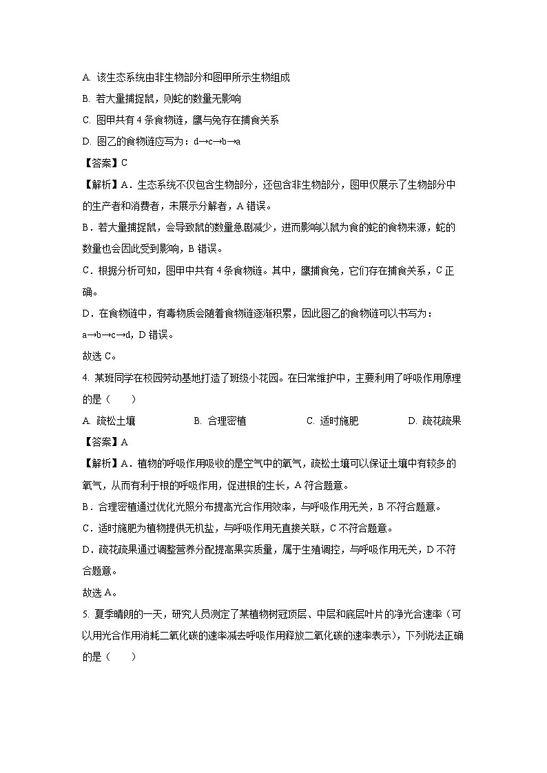2025年陕西省咸阳市八年级三模生物试题（解析版）第3页